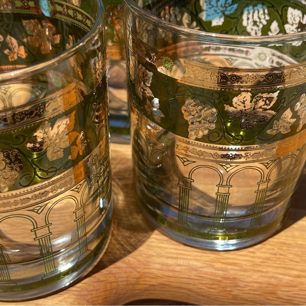 Mid Century Cera Golden Grapes Rocks Glasses Set, (c.1970s) (6) Barware - Picture 5 of 8